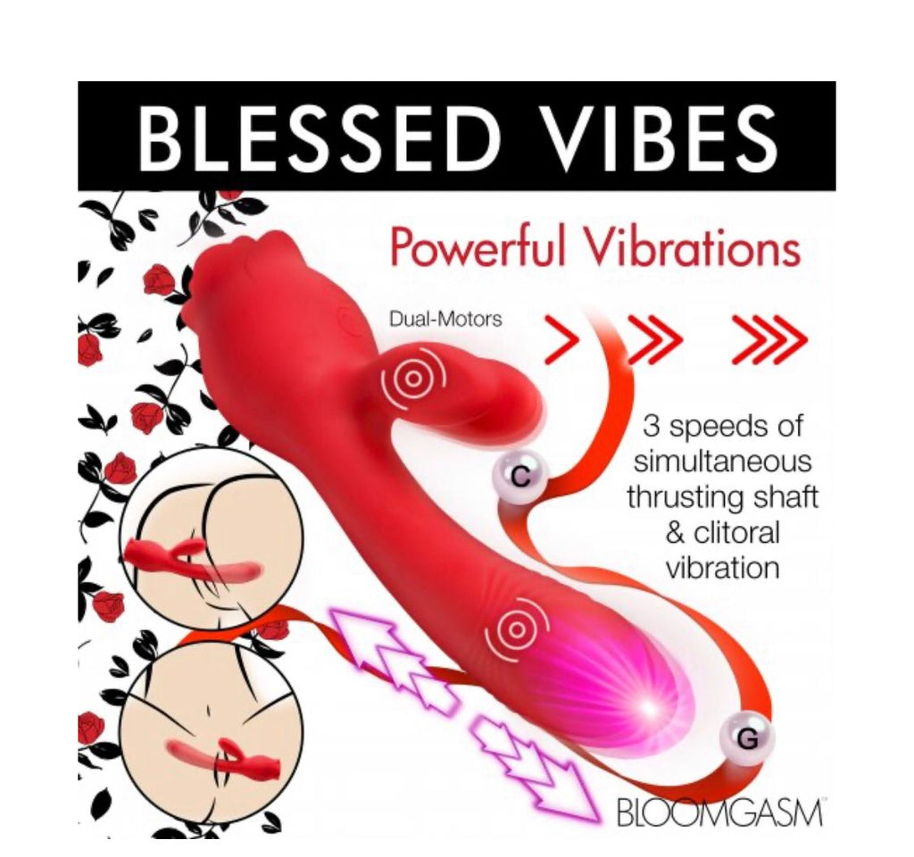 Blooming Bunny Sucking and Thrusting Silicone Rabbit Vibrator Code: AH311