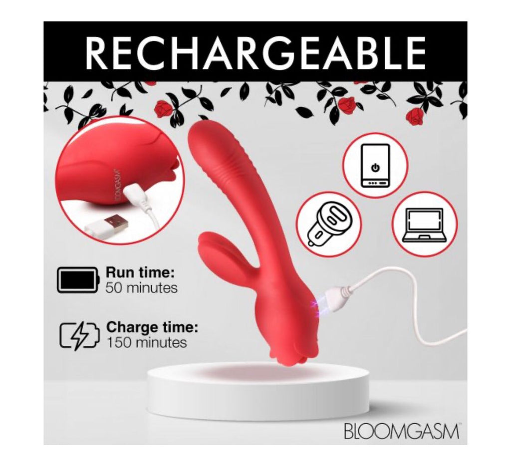 Blooming Bunny Sucking and Thrusting Silicone Rabbit Vibrator Code: AH311