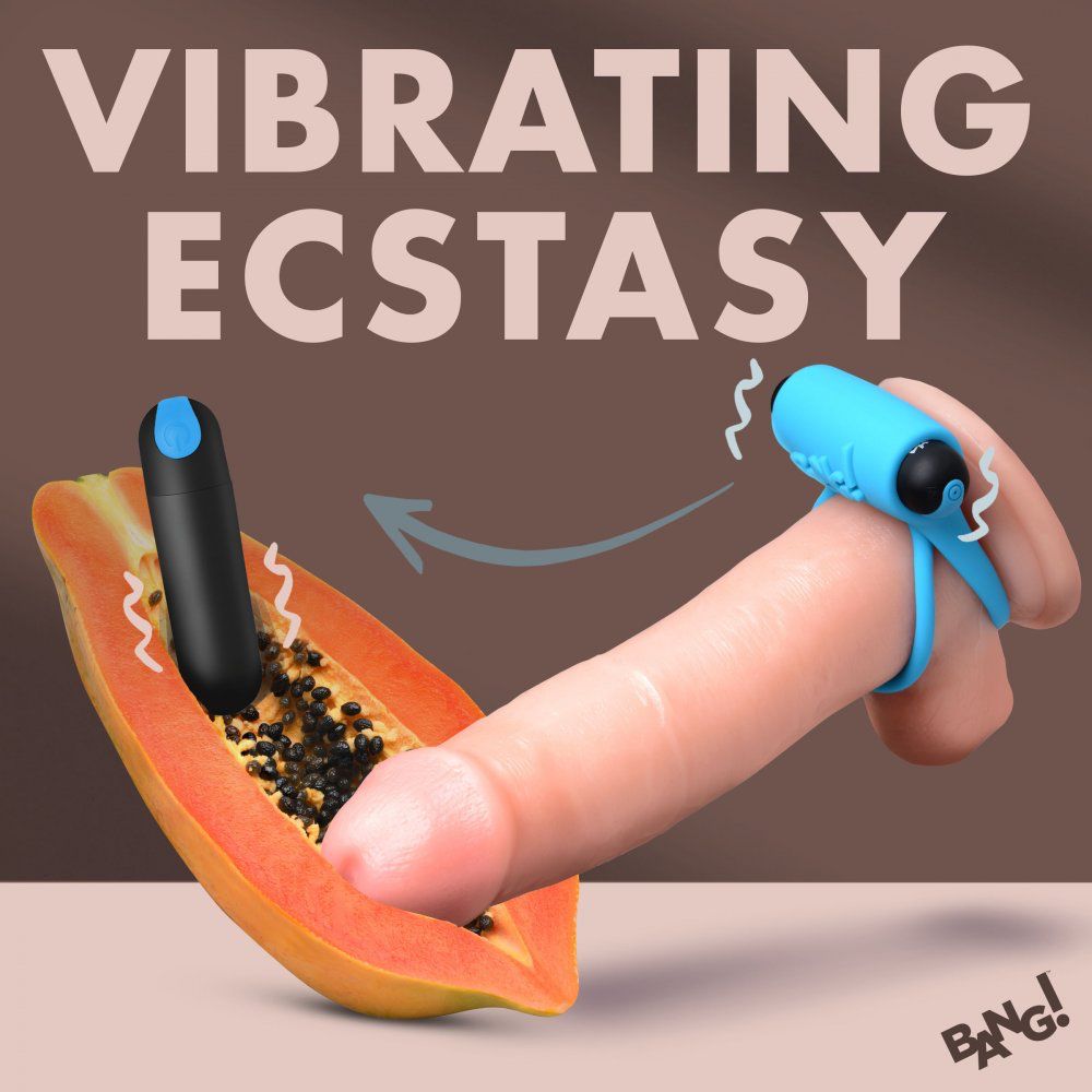 Remote Control 28X Vibrating Cock Ring and Bullet - Blue Code: AG572-Blue