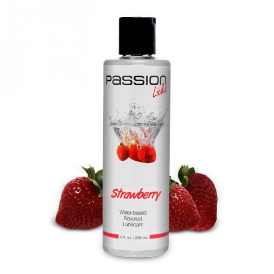 Passion Licks Strawberry Water Based Flavored Lubricant - 8 oz Code: AE805-Strawberry