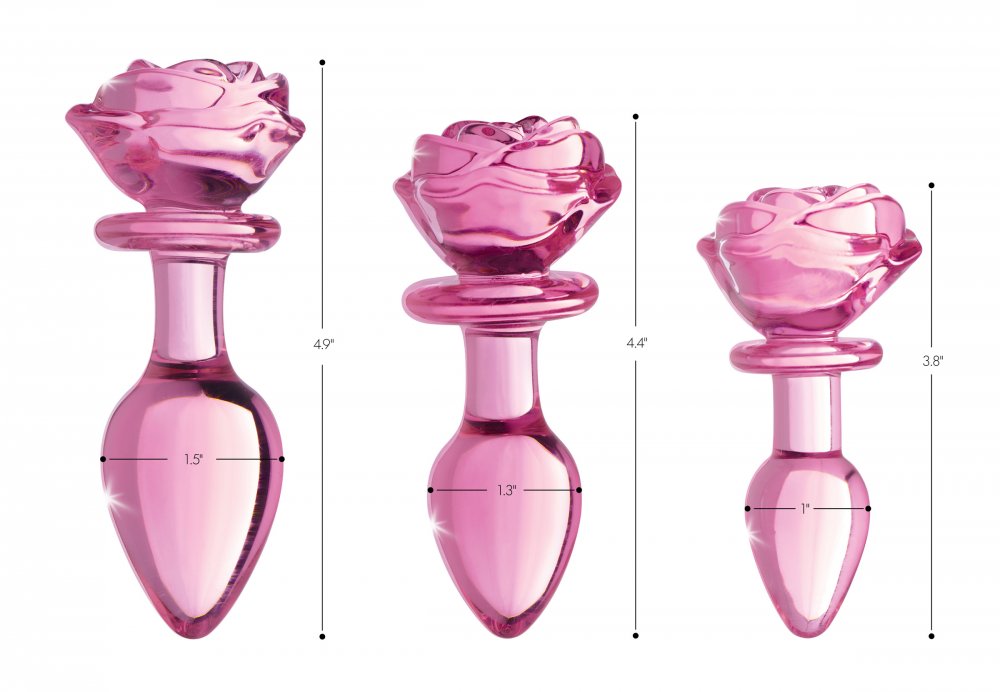 Pink Rose Glass Anal Plug - Medium Code: AG650-Medium
