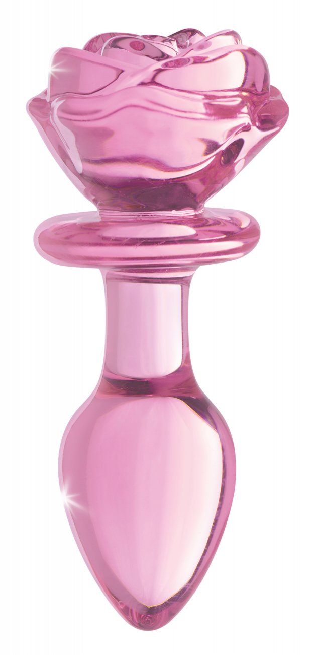 Pink Rose Glass Anal Plug - Medium Code: AG650-Medium