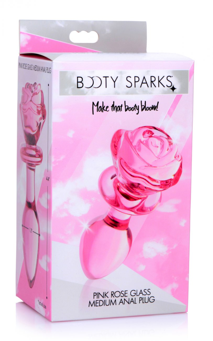 Pink Rose Glass Anal Plug - Medium Code: AG650-Medium