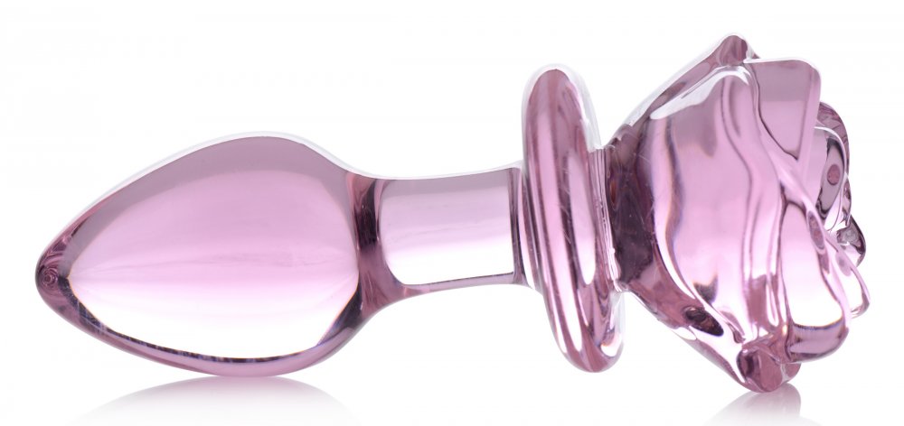 Pink Rose Glass Anal Plug - Medium Code: AG650-Medium