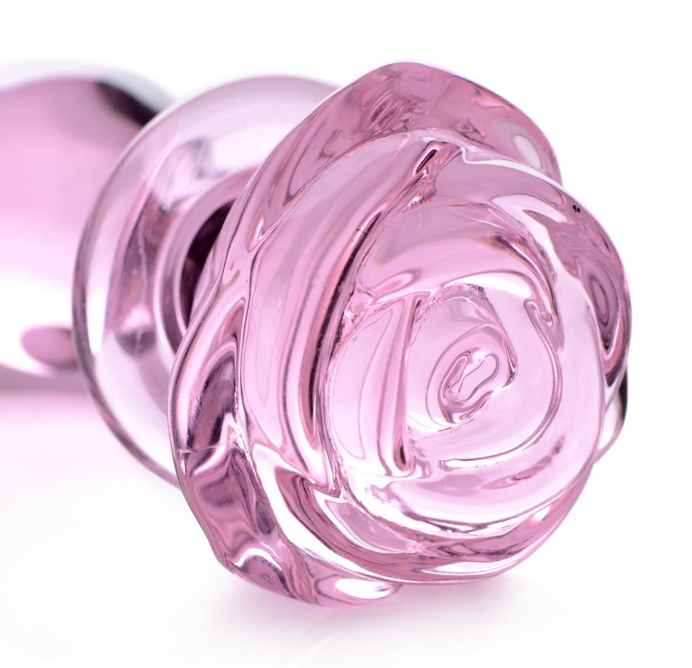 Pink Rose Glass Anal Plug - Medium Code: AG650-Medium