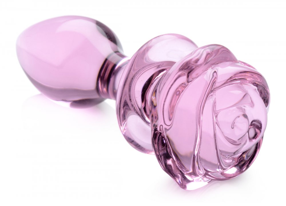 Pink Rose Glass Anal Plug - Medium Code: AG650-Medium